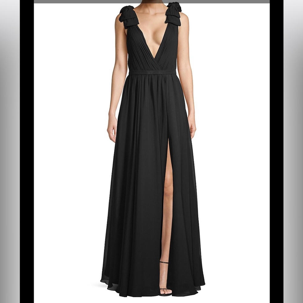 Basix Black Label Shoulder Bow Crepe Gown